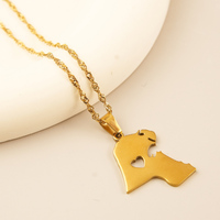 Collier tendance avec pendentif en acier inoxydable couleur acier, surface polie, motif carte de l'Éthiopie et drapeau national
