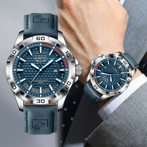 Reloj de Pulsera LIGE LG89290 para Hombre, de Cuero Azul, con Fecha, Resistente al Agua, de Lujo, Analógico, Luminoso, Relojes De Hombre + Caja de Regalo - Product Image 6