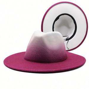Chapeau Fedora Vintage Bicolore à Rayures pour l'Hiver, Décontracté, Extérieur et Soirées - Product Image 1