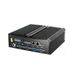 Case Aluminum Embedded Computer Fanless Industrial Pc Box I3/i5/i7 32G SSD Win XP/ 7/ 8/ 10/ Linux 6XRS232