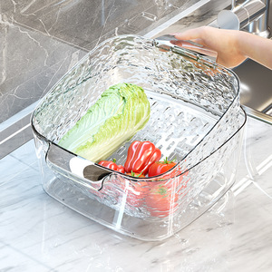 Double Layer Vegetable Washing Basket Plastic Fruit Drain Basket Kitchen Colander Strainer For Fruits Vegetables Storage - Product Image 4