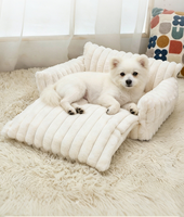 Canapé-lit ergonomique pour chien, en molleton épais rayé, canapé-lit pour animaux de compagnie, canapé-lit chaud et confortable pour chats et petits chiens