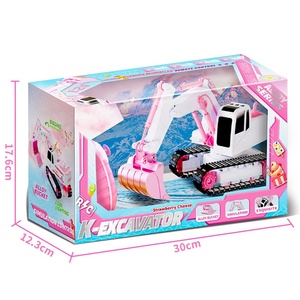 Menina brinquedo 1/24 6CH escavadeira controle remoto com DIY brinquedo rc luz e música liga escavadeira rosa brinquedo engenharia - Product Image 6