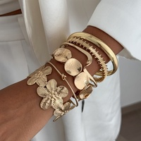 Ensemble de bracelets joncs ondulés empilables style bohème rétro pour femme, tendance, manchette ouverte, accessoires de poignet, bijoux