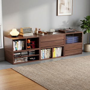 Bibliothèque moderne en bois avec étagères ouvertes et tiroirs pour chambre et salon - Product Image 5