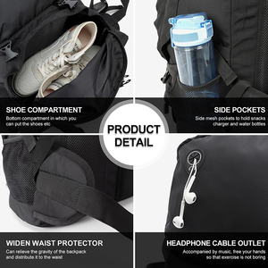 Sac à dos de randonnée grande capacité pour l'extérieur, avec logo personnalisé, imperméable et durable, idéal pour les activités de plein air et les voyages - Product Image 4