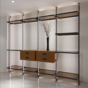 Mueble de Aluminio Abierto Tipo Pilar con Estantes de Vidrio para Sala de Estar o Vestíbulo, Estilo DIY - Product Image 4