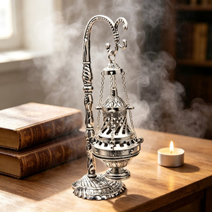 Aromatherapy Burner Small Antique Silver Pendant Metal Incense <b>Holder</b> Religious Item Home Decor Yiwu Origin WP 100 - Product Image 1