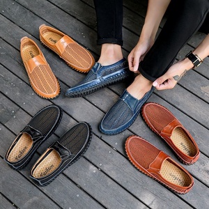 Sandalias de malla transpirable para hombre, con punta cerrada, suela de goma, zapatos informales de verano, forro de cuero genuino, talla 50 - Product Image 3