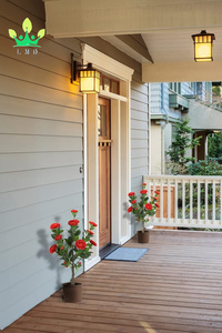 Camelia con fiori rossi costruiti in vaso nero piante artificiali fiore albero finto floreale pianta di camelia - Product Image 4