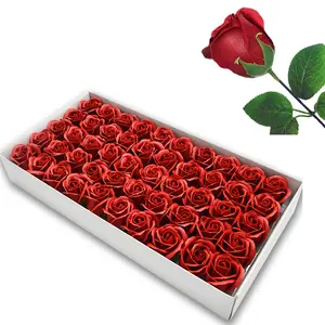 Großhandel künstliche Valentinstag Blumenstrauß Geschenk Blumen Home Decoration handgemachte Seife Blumen kopf 3 Schichten Rose