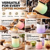 Pichet à café Kingze écologique et portable pour latte art, 450 ml, en acier inoxydable dégradé, avec échelle graduée