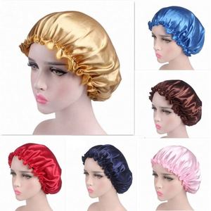 Bonnet de nuit en satin de soie réglable, grande taille, pour la douche, soin des cheveux, pour femmes, avec logo personnalisé, vente en gros, sans MOQ, échantillon gratuit - Product Image 1