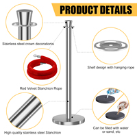 Poteau de Sécurité Routière Portable en Acier Inoxydable, Barrière de Contrôle des Foules, Corde et Poteau