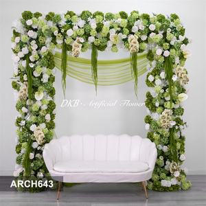 Arco Floral de Hortensias y Rosas Artificiales de Seda para Bodas, Fondo Cuadrado en Colores Blanco y Verde para Eventos, Navidad, Regreso a Clases - Product Image 2
