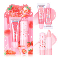 Huile à lèvres transparente à la fraise, ensemble de maquillage transfrontalier, comprenant huile à lèvres et rouge à lèvres