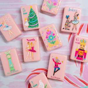 Set Mahjong Americano a Tema Schiaccianoci Ballerina, 4 Giocatori, Tessere in Acrilico Rosa, 160 Pezzi, Personalizzabile, Intrattenimento Floreale per le Feste - Product Image 4