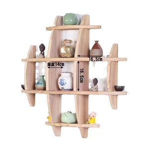 Estante de exhibición de madera para montar en la pared, rectangular, multiusos, de madera maciza, soporte para tazas de té, para almacenamiento en dormitorio y sala de estar - Product Image 5