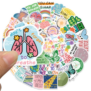 50Pcs Coloré Restez Phrases Positives Graffiti Autocollants <span class=keywords><strong>pour</strong></span> Livre Décor Santé Mentale Inspirant Cadeau Autocollant - Product Image 4