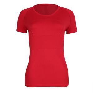 T-shirt de sport décontracté pour femmes grandes tailles, manches courtes, coupe ajustée, haut de yoga, logo sur le devant, Spandex/Nylon - Product Image 5