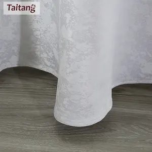 Restaurant Linen White Wedding Tablecloth And Napkins Custom Sizes White Jacquard Round Table Cloth Banquet