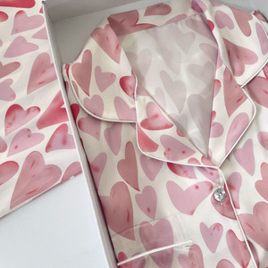 Ve áo dài tay quần dài đồ ngủ nữ mùa xuân và mùa hè Ins mới đơn giản tình yêu cánh hoa Homewear hai mảnh phù hợp với - Product Image 3