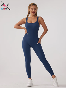 Hot New Design Gym <b>Plus</b> <b>Size</b> Jumpsuits Playsuits Bodysui Ribbed One Piece Yoga Workout Jumpsuit for Women - Product Image 2