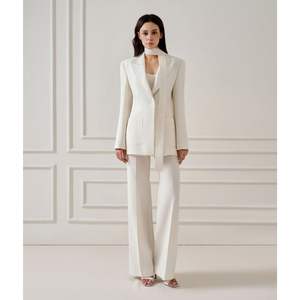 Whiteant Brand Ladies Blazers Jacquard de arena tejido de alta calidad, manga larga, corte recto. Informal y refinado - Product Image 2