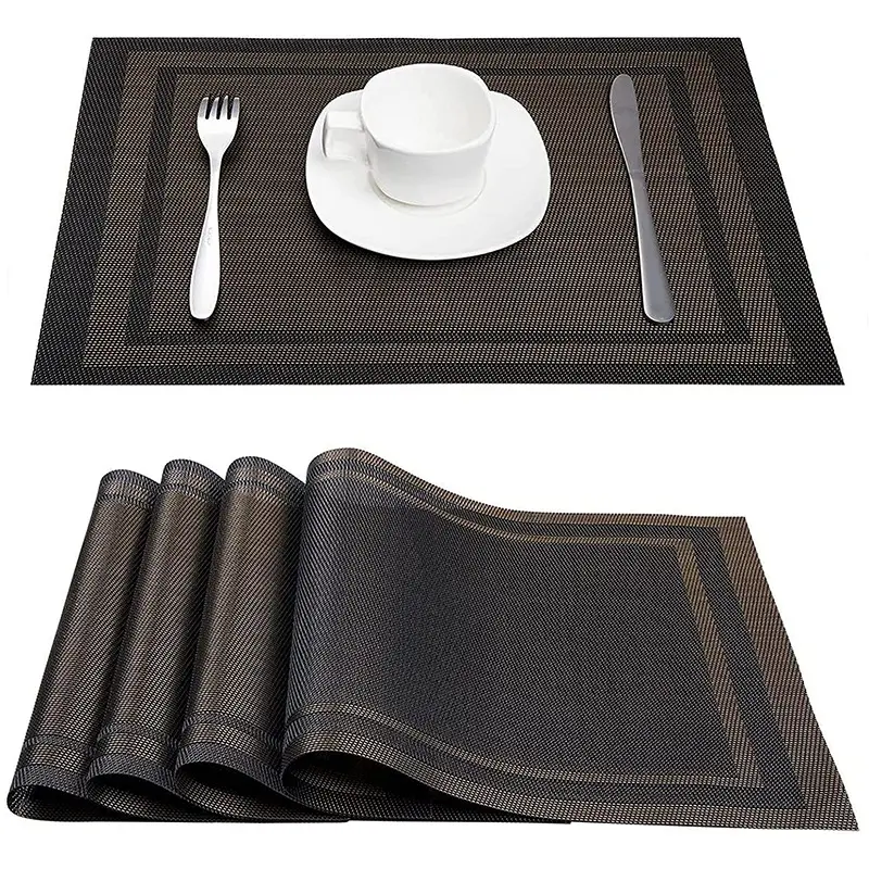 Hittebestendige Geweven Vinyl Placemats Vlekbestendige Antislip Wasbare Pvc Placemats Voor Bruiloftstafel Dineren