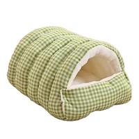 Lit pour chat en velours chaud toutes saisons, lit pour chien fermé avec tunnel, respirant et imperméable, lavable en machine
