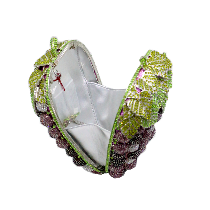 New Style Purple Grape Luxury Crystal Bags Women Banquet Purse Ladies Evening Bags Diamond Clutch Bags Wristlets Handbags