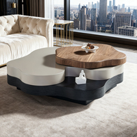 Table basse rotative en pierre frittée multicouche, design créatif, style moderne minimaliste, luxe scandinave, mobilier