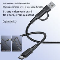 Venta al por mayor 2 en 1 Nylon trenzado tipo C cargador rápido 60W USB C a USB C Cable para carga rápida de teléfonos móviles