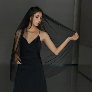 Voile de fête YouLaPan M127, longueur courte jusqu'aux doigts, strass de haute qualité, look élégant <span class=keywords><strong>avec</strong></span> peigne à <span class=keywords><strong>cheveux</strong></span> en métal pour mariées et femmes - Product Image 5