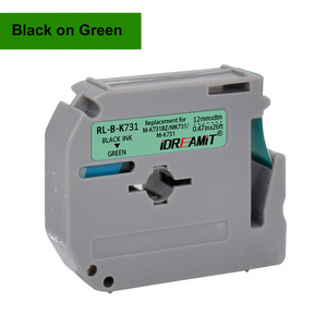 Compatible avec <span class=keywords><strong>Brother</strong></span>, ruban adhésif noir sur vert non laminé M-K731 MK731 12 mm, compatible avec l'imprimante <span class=keywords><strong>P</strong></span>-<span class=keywords><strong>Touch</strong></span>, vente <span class=keywords><strong>en</strong></span> <span class=keywords><strong>gros</strong></span> d'usine - Product Image 1