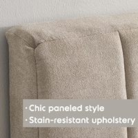 Tête de lit moderne rembourrée et à panneaux |   Lit avec cadre en tissu/bois, revêtement en cuir, anti-taches, amovible, panneau en aggloméré