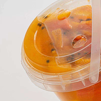 Seau à boisson en plastique transparent 1L avec couvercle 1000ml PP tasse à jus pour bouteilles de boisson au lait thé fruits
