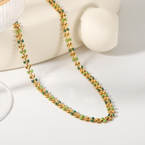 Collier Feuille d'Olivier Plaqué Or 18K en Acier Inoxydable, Bijoux Imperméables pour Femme, Vente en Gros - Product Image 2