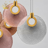 Lustre moderne en verre coloré, luminaire suspendu rond artistique, lampe suspendue dorée pour hall d'hôtel, restaurant, salon