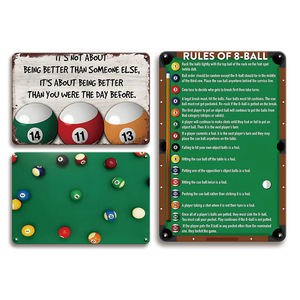 Plaque murale décorative en métal avec règles du billard américain (<span class=keywords><strong>8</strong></span> boules) pour bar ou salle de jeux, style rétro, pour homme - Product Image 1