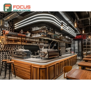 ตู้โชว์กาแฟสไตล์ร่วมสมัย สีวอลนัทดำ พร้อมพื้นที่จัดแสดงอุปกรณ์เสริม ตู้โชว์ร้านกาแฟบูติก - Product Image 1