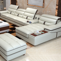 Modernes Italienisches L-förmiges Ledersofa-Set Luxuriös für Villen Geeignet Einfache Wohnzimmer-Kombination Funktionale Schaumstoff-Füllung