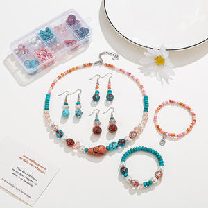 10 grille contrastée et couleur mélangée perles de verre de rocaille perles de bois collier à faire soi-même Bracelet boucles d'oreilles bijoux perle accessoires ensemble - Product Image 1