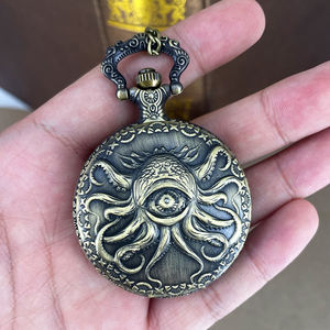 Kuvars antika eski alaşım Dragons ve Cthulhu Octopuses su geçirmez değil cep saati - Product Image 3
