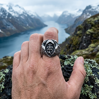Bague pour homme en acier inoxydable, bijoux du patrimoine nordique, bague viking du dieu nordique Odin, vente en gros de bijoux