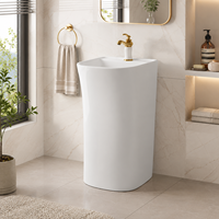 Lavabo en céramique au design artistique moderne, sanitaires, lavabo sur pied pour villas, montage de robinet monotrou