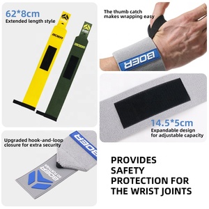 Professional Heavy Duty <strong>Weightlifting</strong> And Powerlifting Wrist <strong>Wraps</strong> With Adjustable Thumb Loop For Strength Training - Product Image 3