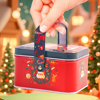 Boîte à bonbons de Noël 10,5*8*6,3 cm, boîte en métal, emballage cadeau, boîte cadeau portable, boîte en métal pour cadeau du Père Noël