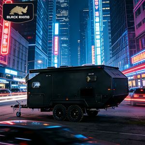 <span class=keywords><strong>Caravane</strong></span> tout-terrain à <span class=keywords><strong>double</strong></span> essieu avec toit relevable, salle de bain et cuisine, 4 couchages, remorque de camping familiale - Product Image 1