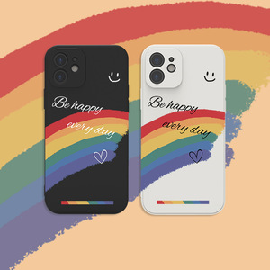 Smile Rainbow Soft TPU <span class=keywords><strong>coppia</strong></span> <span class=keywords><strong>Cover</strong></span> custodia in Silicone liquido <span class=keywords><strong>per</strong></span> iPhone 11 12 13 Pro Max X XR XS Max - Product Image 1
